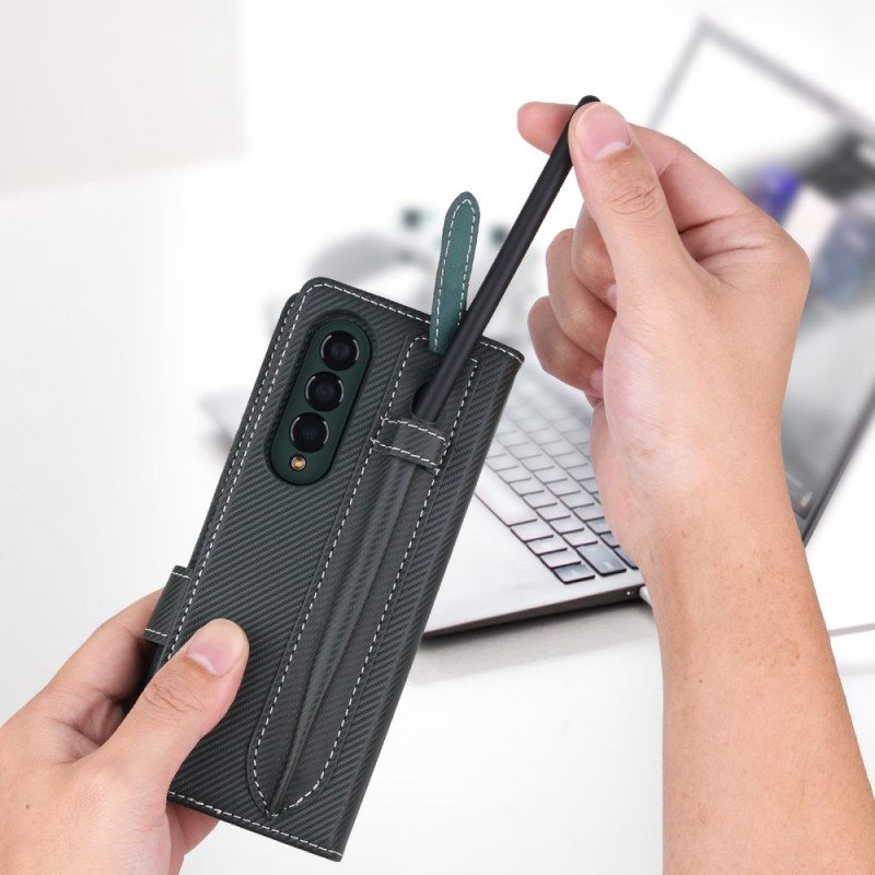 Case Nahkakotelo Samsung Galaxy Z Fold 3 5G Irrotettava Kynäpidike