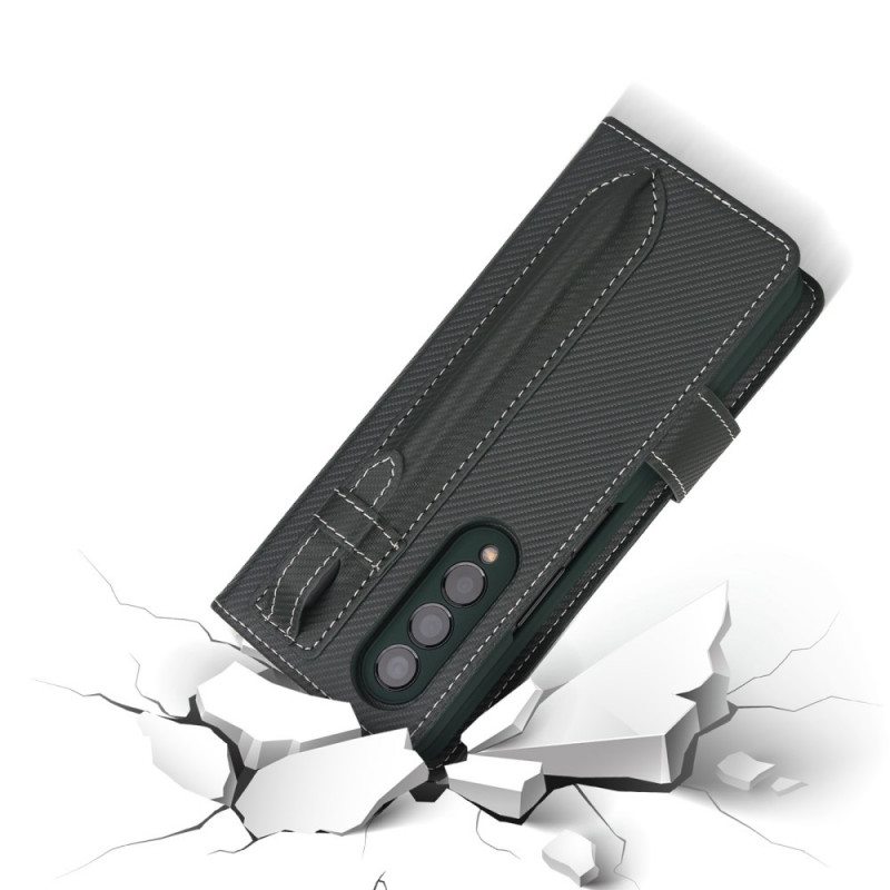 Case Nahkakotelo Samsung Galaxy Z Fold 3 5G Irrotettava Kynäpidike