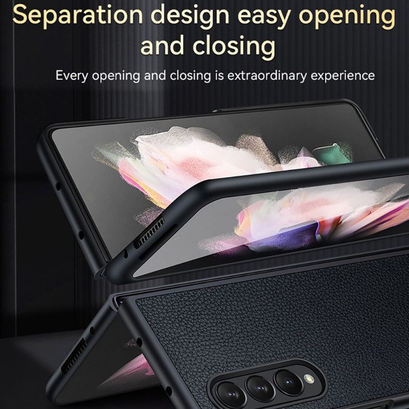 Kuori Samsung Galaxy Z Fold 3 5G Litsi-nahkatyylinen Sulada