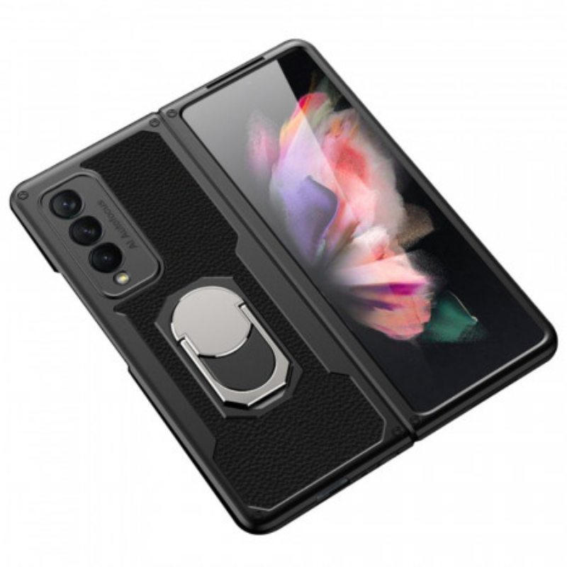 Kuori Samsung Galaxy Z Fold 3 5G Nahkainen Litsisormus-tuki Gkk