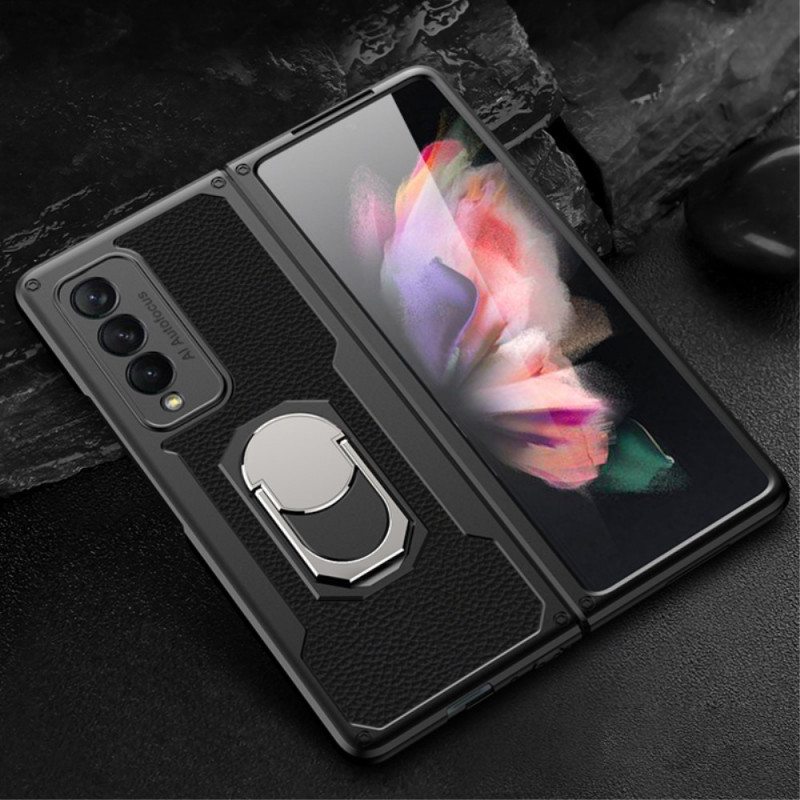 Kuori Samsung Galaxy Z Fold 3 5G Nahkainen Litsisormus-tuki Gkk