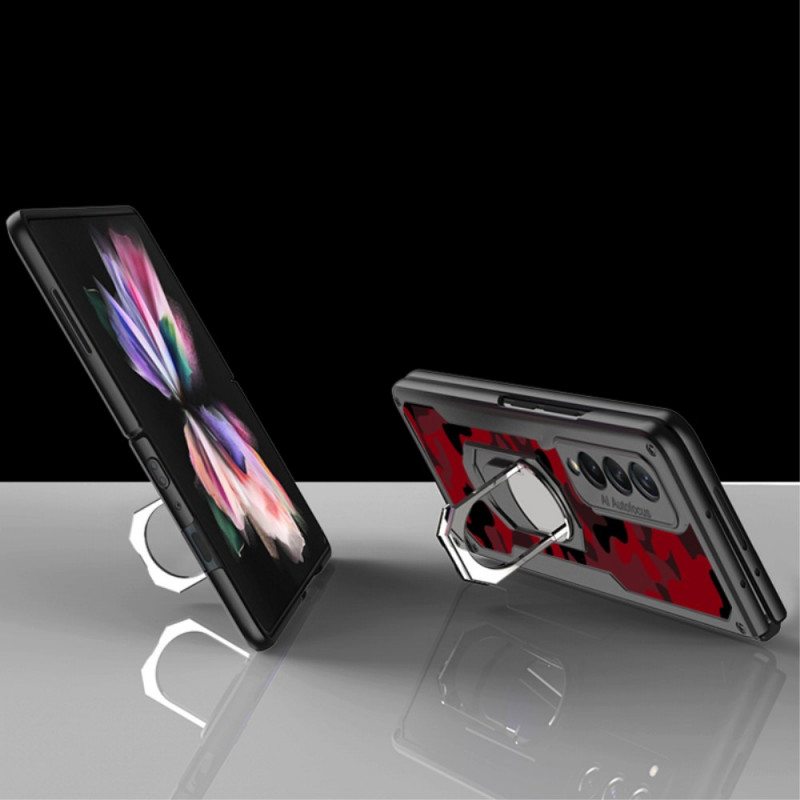 Kuori Samsung Galaxy Z Fold 3 5G Nahkainen Litsisormus-tuki Gkk