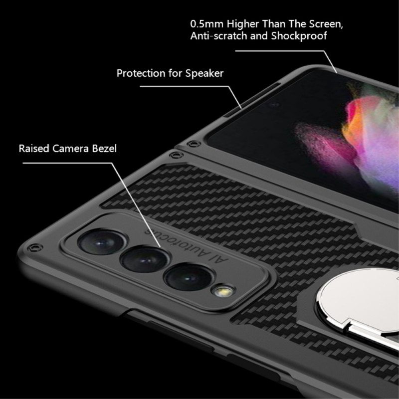 Kuori Samsung Galaxy Z Fold 3 5G Nahkainen Litsisormus-tuki Gkk