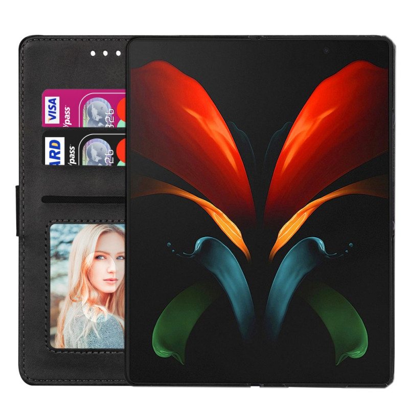 Nahkakotelo Samsung Galaxy Z Fold 3 5G Laukku Kaulanauhalla