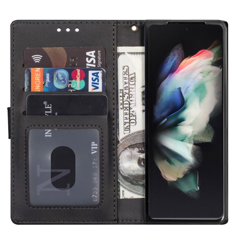 Nahkakotelo Samsung Galaxy Z Fold 3 5G Laukku Kaulanauhalla