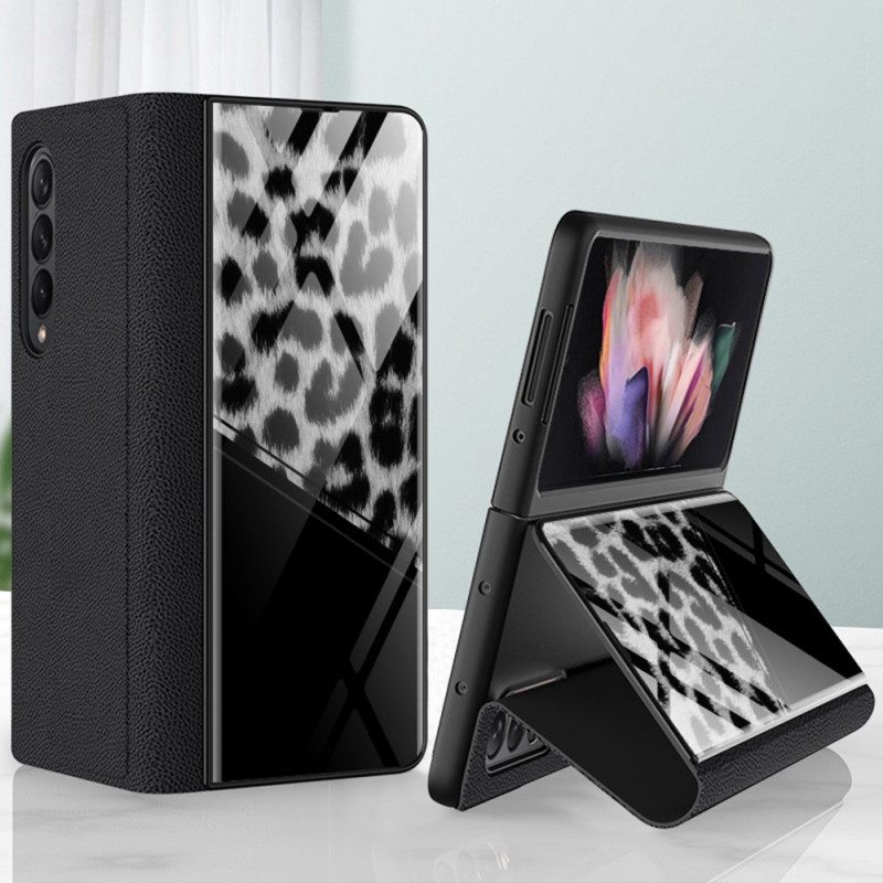 Puhelinkuoret Samsung Galaxy Z Fold 3 5G Kotelot Flip Leopard Karkaistu Lasi