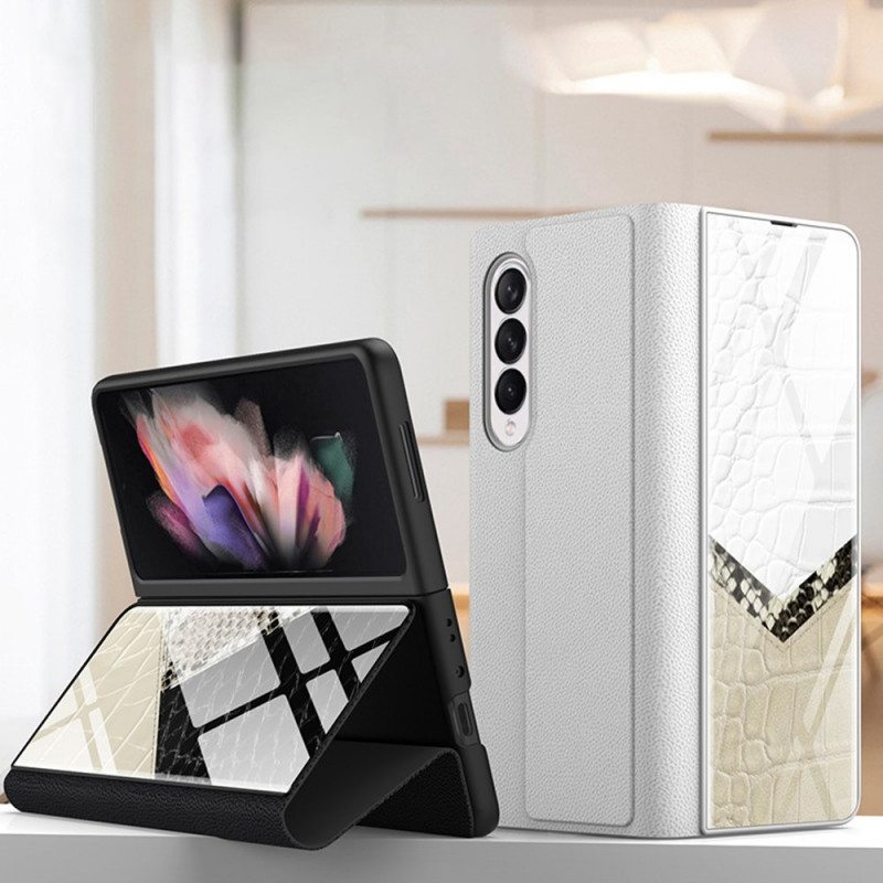 Puhelinkuoret Samsung Galaxy Z Fold 3 5G Kotelot Flip Leopard Karkaistu Lasi