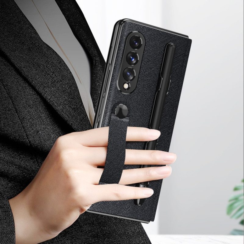 Puhelinkuoret Samsung Galaxy Z Fold 3 5G Kotelot Flip Peilikynäpidike Ja -hihna