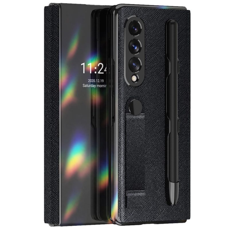 Puhelinkuoret Samsung Galaxy Z Fold 3 5G Kotelot Flip Peilikynäpidike Ja -hihna