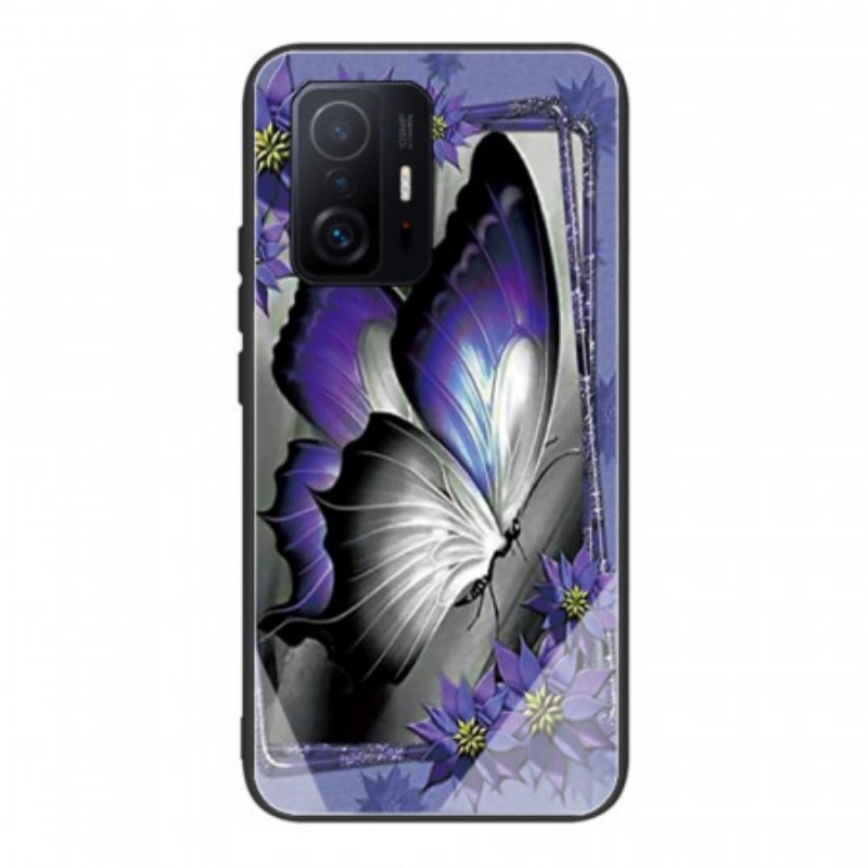 Kuori Xiaomi 11T / 11T Pro Purple Butterfly Karkaistu Lasi