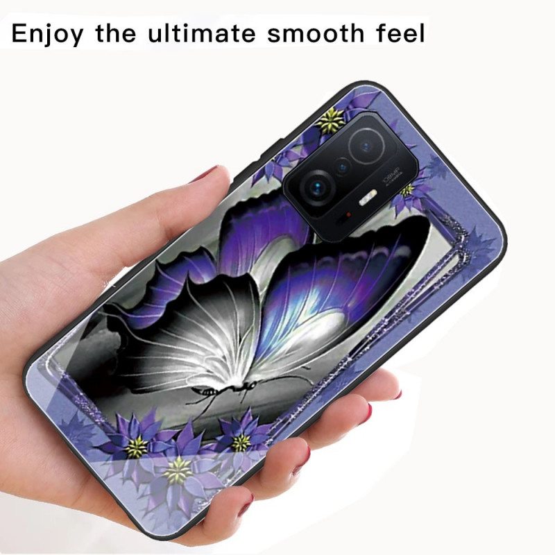 Kuori Xiaomi 11T / 11T Pro Purple Butterfly Karkaistu Lasi