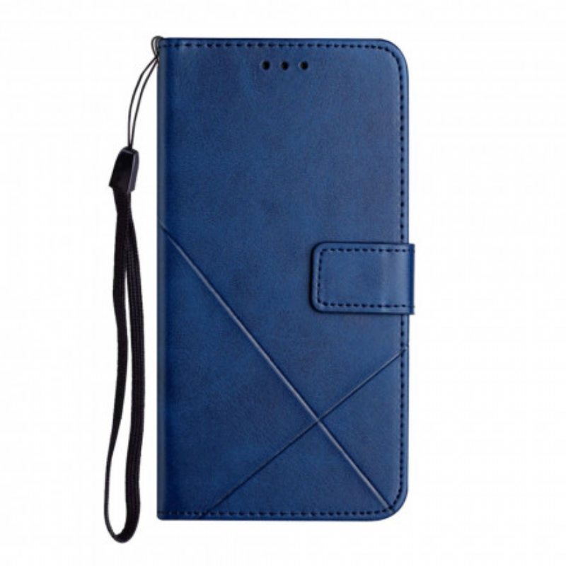 Nahkakotelo Xiaomi 11T / 11T Pro Suojaketju Kuori Strappy Geometric Leather Style