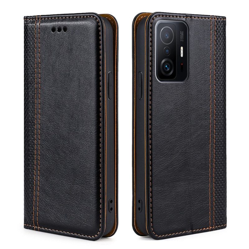 Puhelinkuoret Xiaomi 11T / 11T Pro Kotelot Flip Litsi Haljasnahan Ompeleet