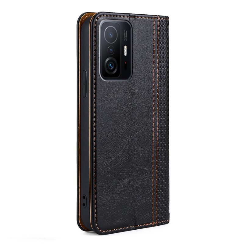 Puhelinkuoret Xiaomi 11T / 11T Pro Kotelot Flip Litsi Haljasnahan Ompeleet