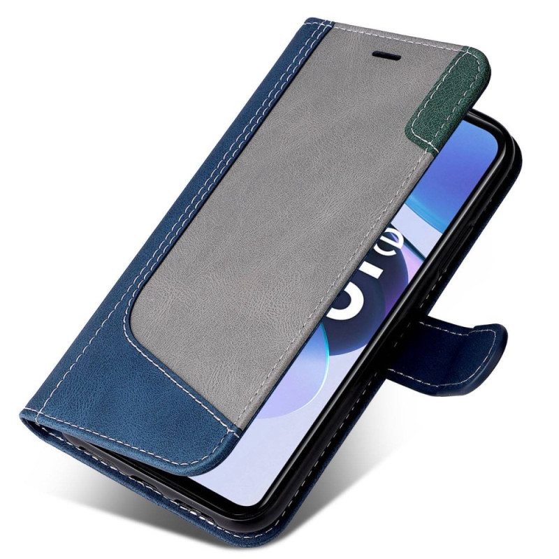 Kotelot Realme C35 Suojaketju Kuori Strappy Tricolor Leather Effect