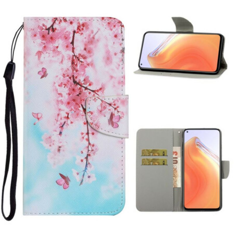 Kotelot Xiaomi Mi 10T / 10T Pro Suojaketju Kuori Punaiset Oksat Hihnalla