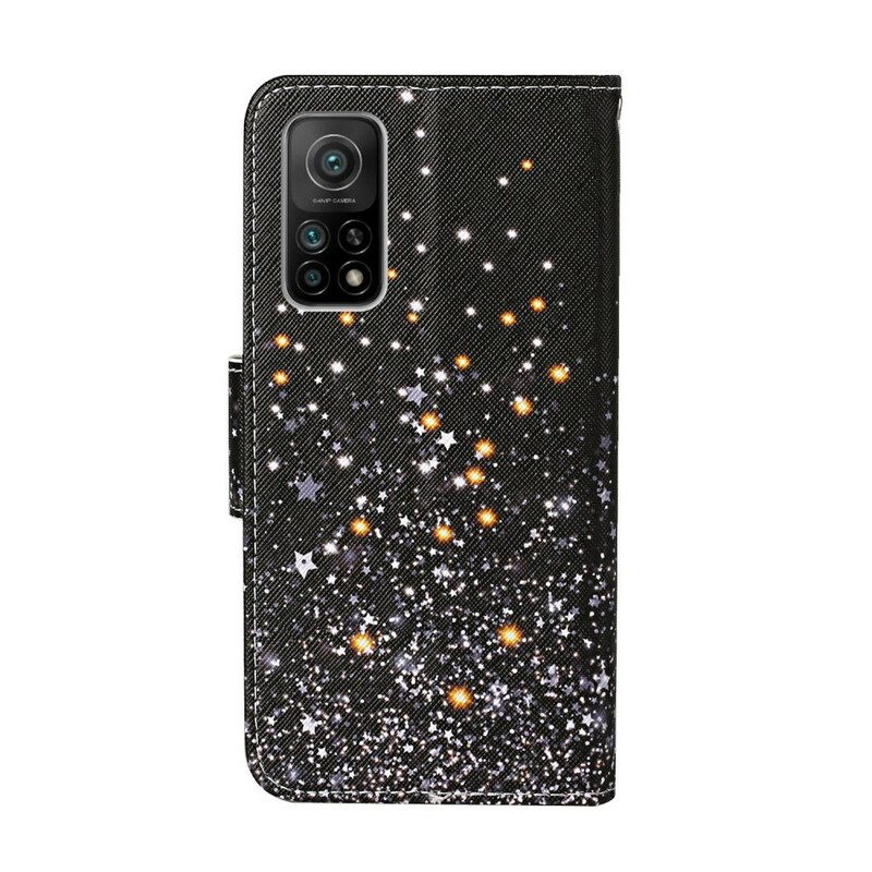 Kotelot Xiaomi Mi 10T / 10T Pro Tähtiä Ja Paljetteja Kaulanauhalla