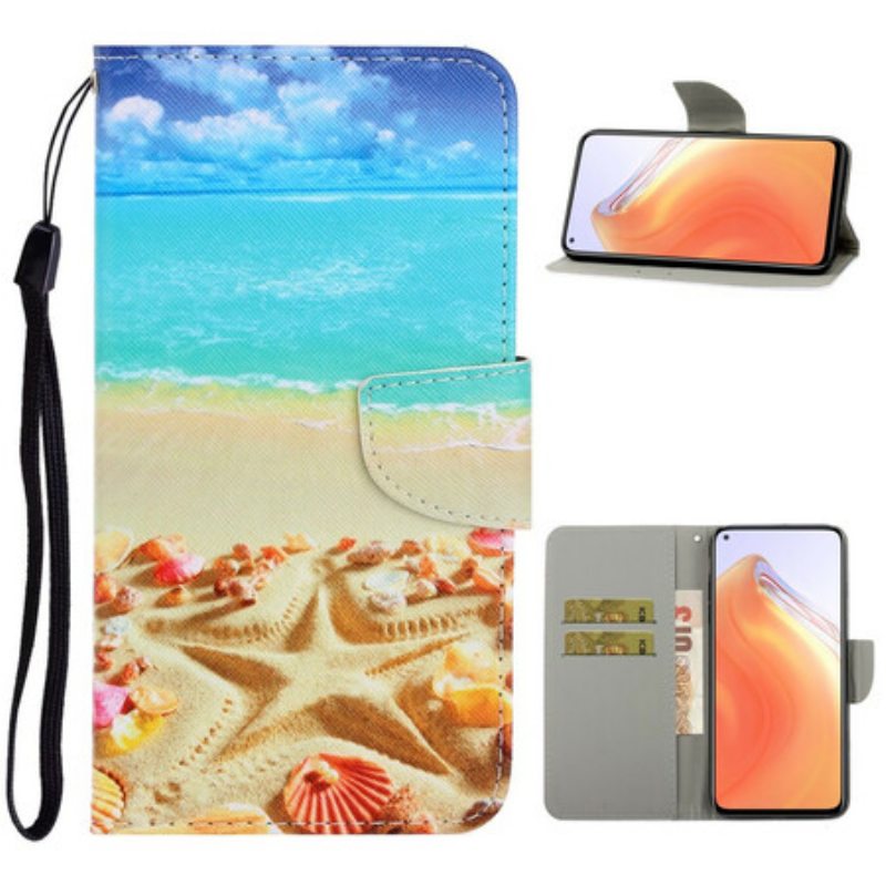 Nahkakotelo Xiaomi Mi 10T / 10T Pro Suojaketju Kuori Lanyard Beach