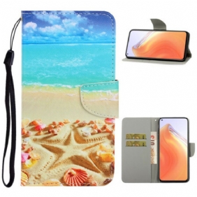 Nahkakotelo Xiaomi Mi 10T / 10T Pro Suojaketju Kuori Lanyard Beach