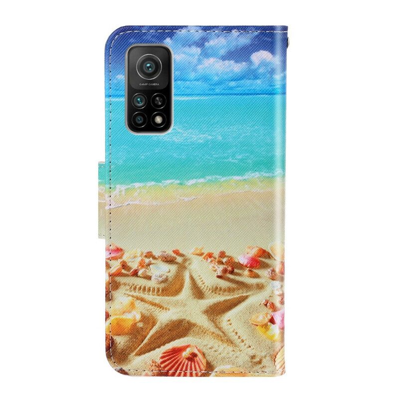 Nahkakotelo Xiaomi Mi 10T / 10T Pro Suojaketju Kuori Lanyard Beach