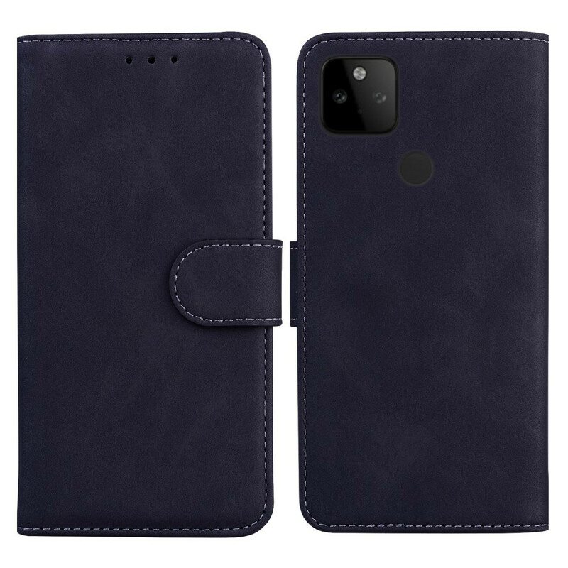Flip Case Google Pixel 5A Yksivärinen Nahkaefekti