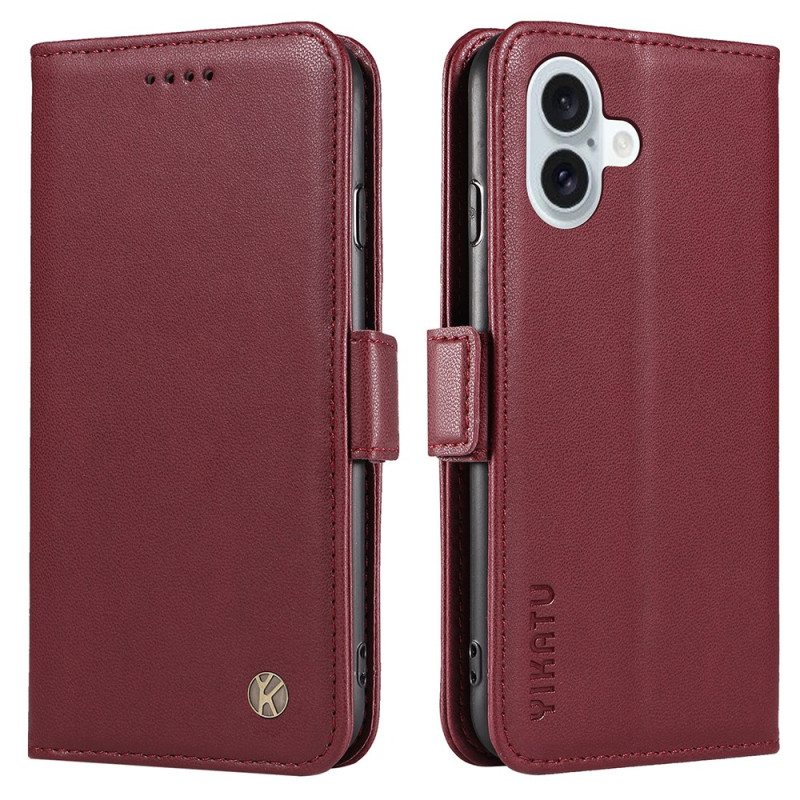 Nahkakotelo iPhone 16 Plus Keinonahkaa Yikatu