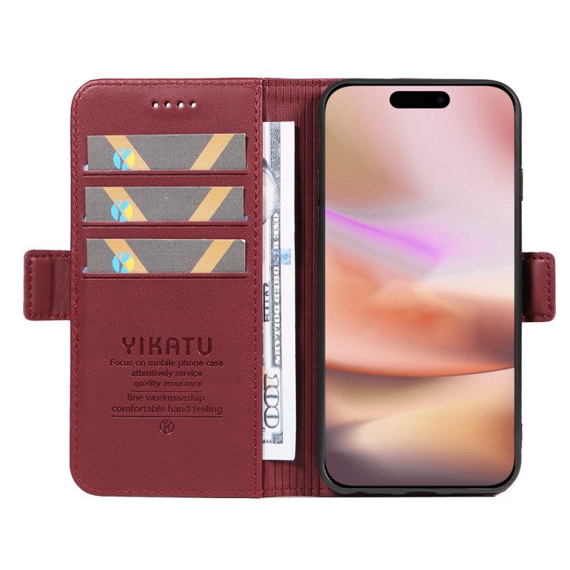 Nahkakotelo iPhone 16 Plus Keinonahkaa Yikatu