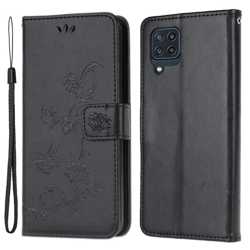Kotelot Samsung Galaxy M32 Suojaketju Kuori Strap Kukat
