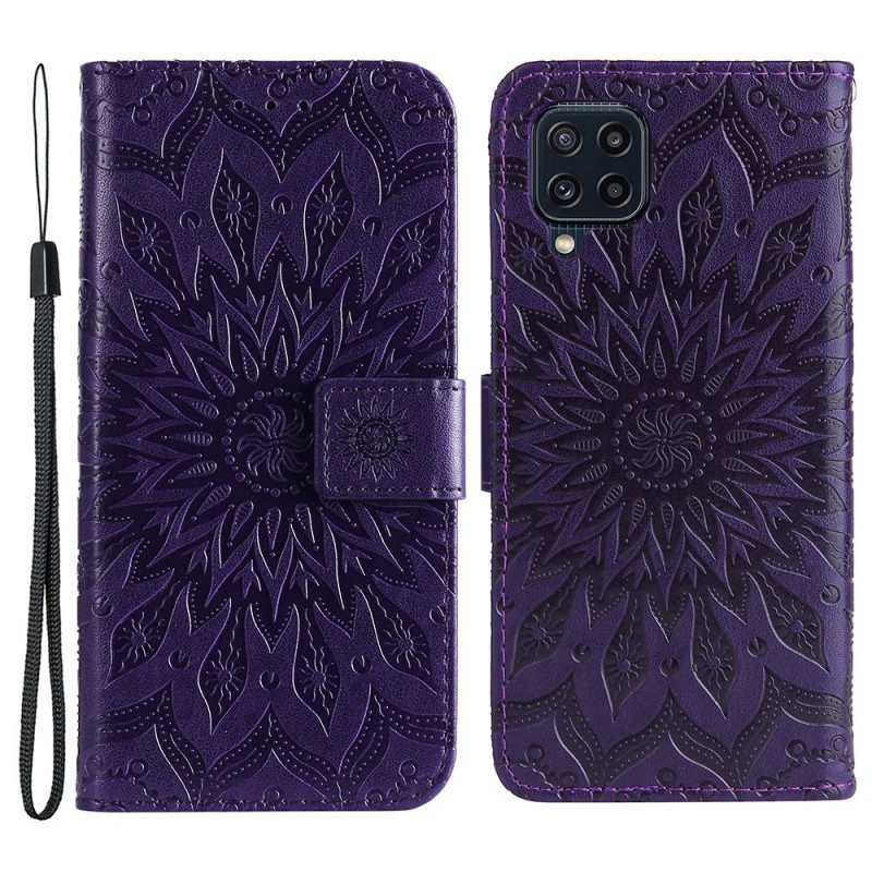 Nahkakotelo Samsung Galaxy M32 Auringon Kukka