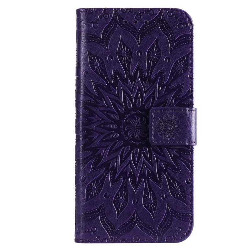 Nahkakotelo Samsung Galaxy M32 Auringon Kukka