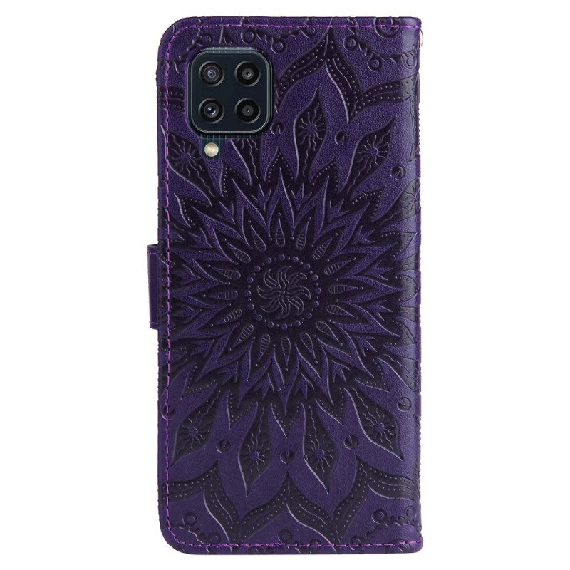 Nahkakotelo Samsung Galaxy M32 Auringon Kukka