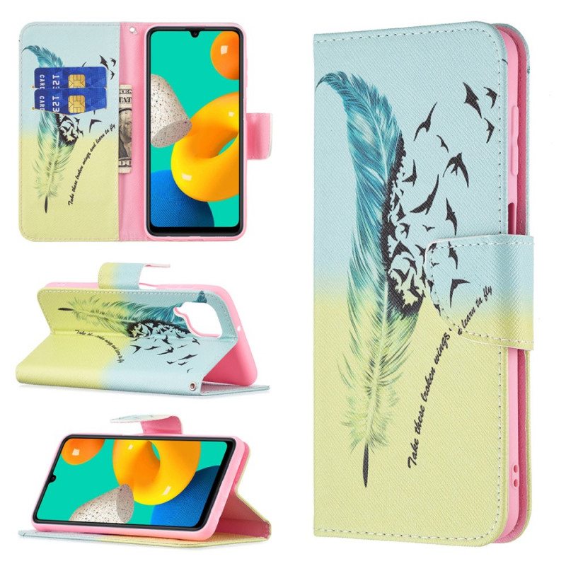 Nahkakotelo Samsung Galaxy M32 Oppia Lentämään
