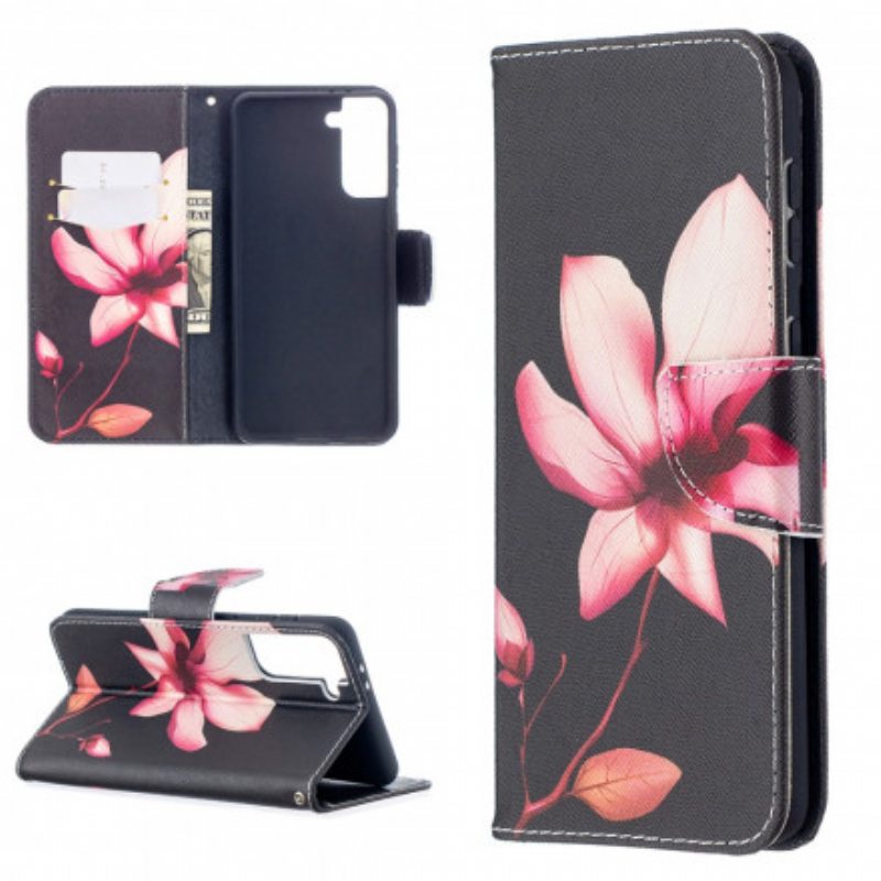 Flip Case Samsung Galaxy S21 Plus 5G Vaaleanpunainen Kukka