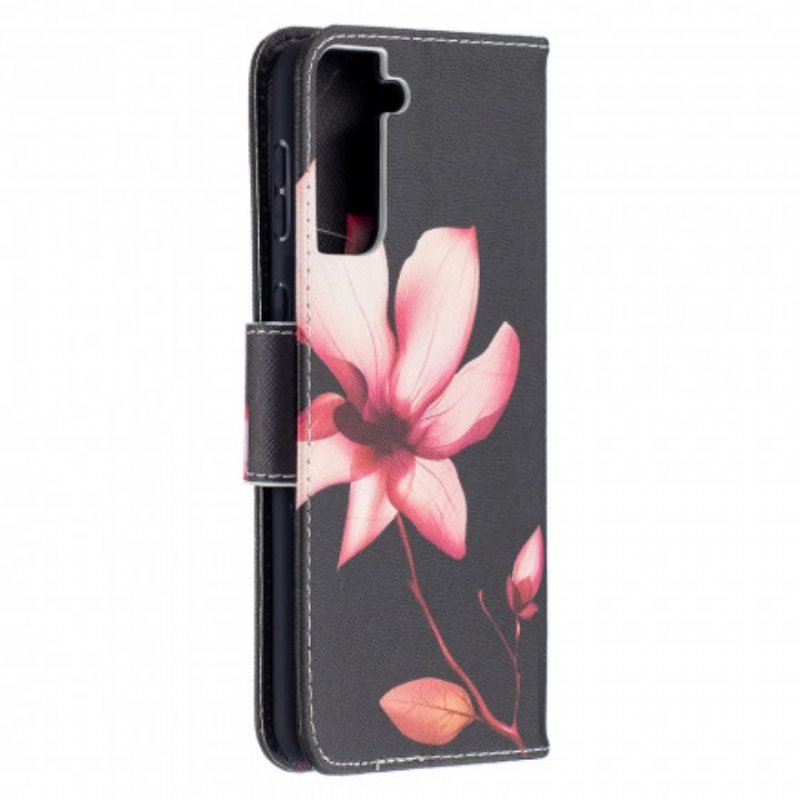 Flip Case Samsung Galaxy S21 Plus 5G Vaaleanpunainen Kukka