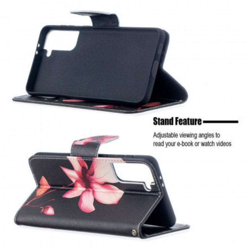 Flip Case Samsung Galaxy S21 Plus 5G Vaaleanpunainen Kukka