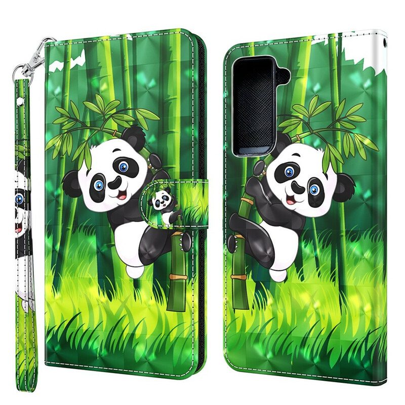 Nahkakotelo Samsung Galaxy S21 Plus 5G Panda Ja Bambu