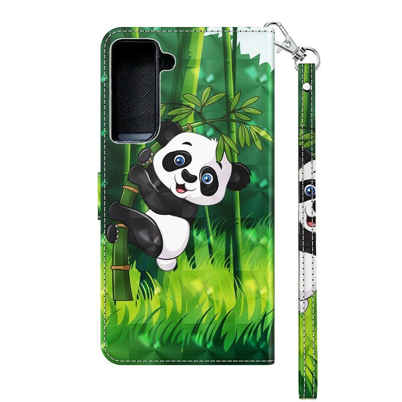 Nahkakotelo Samsung Galaxy S21 Plus 5G Panda Ja Bambu