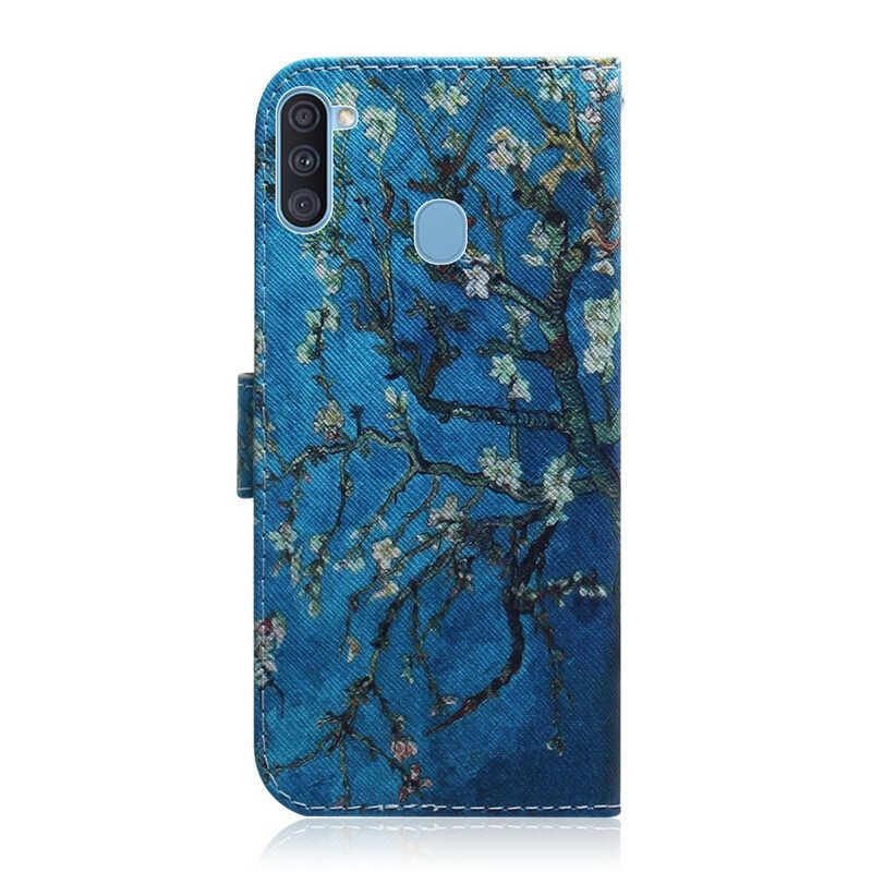 Nahkakotelo Samsung Galaxy M11 Kukkiva Puun Oksa
