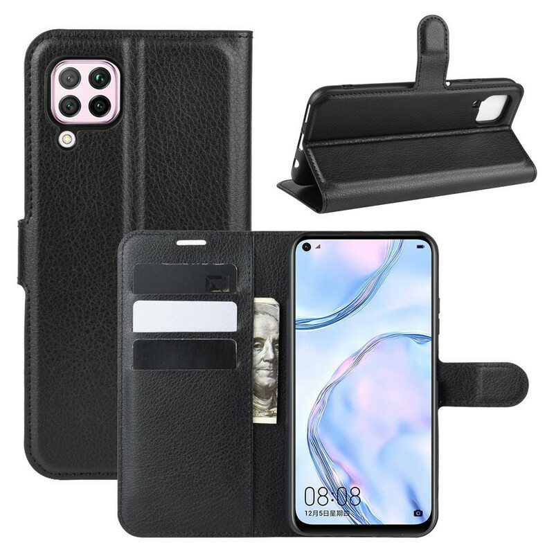 Nahkakotelo Huawei P40 Lite Klassinen Litsi Tekonahka