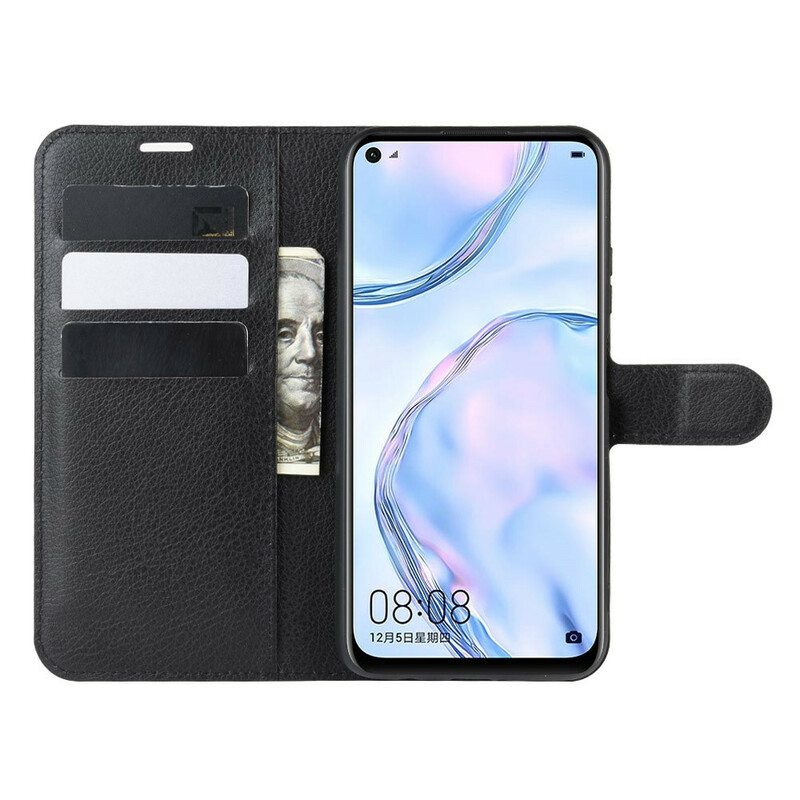 Nahkakotelo Huawei P40 Lite Klassinen Litsi Tekonahka