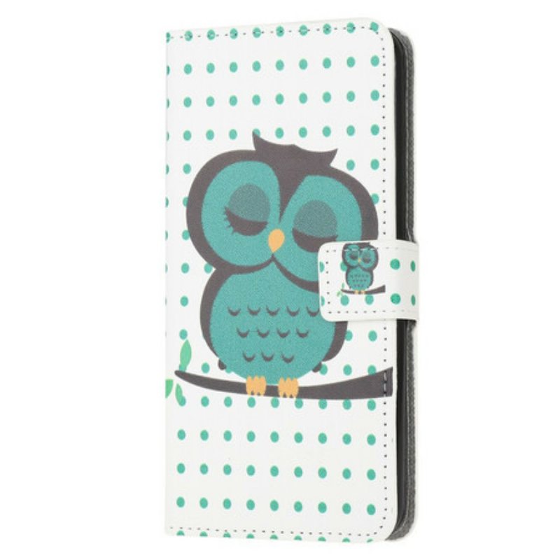 Nahkakotelo Huawei P40 Lite Nukkuva Pöllö
