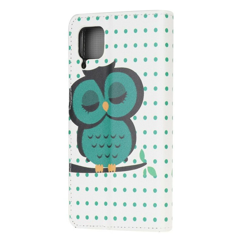 Nahkakotelo Huawei P40 Lite Nukkuva Pöllö