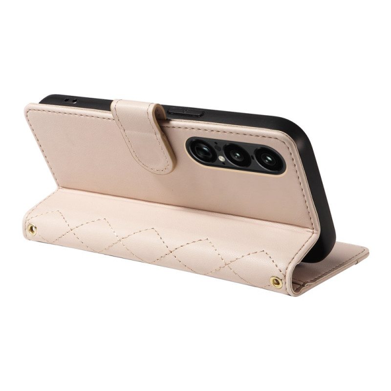 Kotelot Sony Xperia 1 Vii Puhelinkuoret Tikattu Hihnalla Ja Olkahihnalla