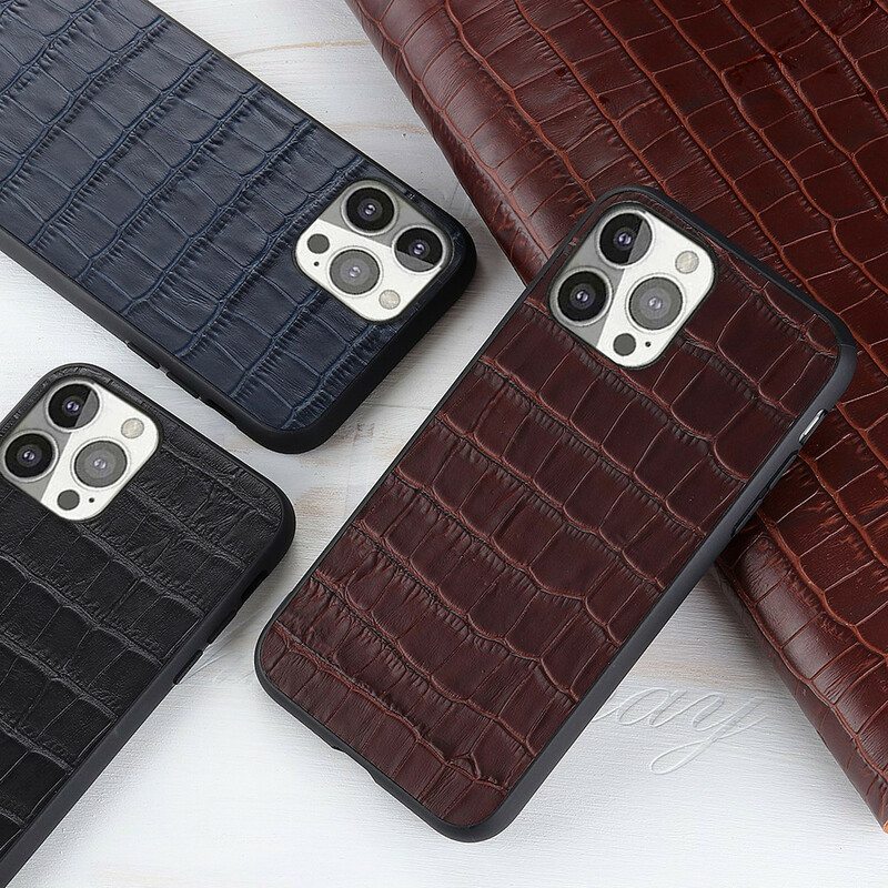 Case iPhone 13 Pro Aito Crocodile Texture -nahka