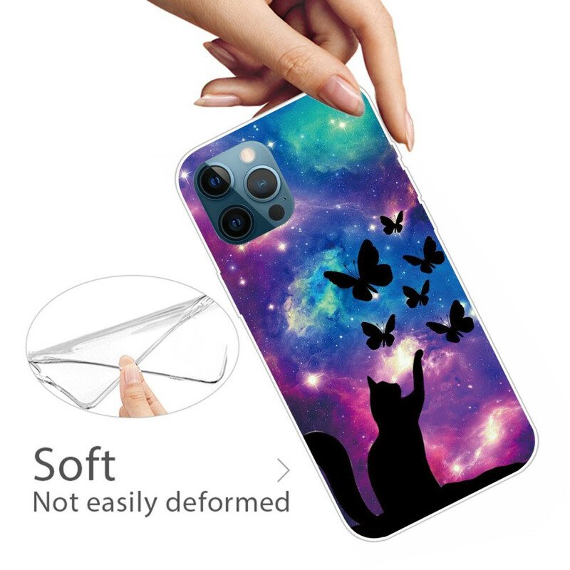 Case iPhone 13 Pro Kissa Ja Perhosia Avaruudessa