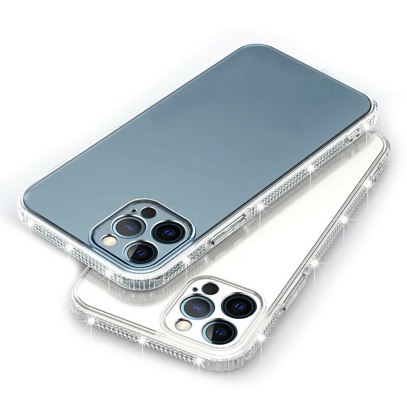 Case iPhone 13 Pro Läpinäkyvät Timanttireunat