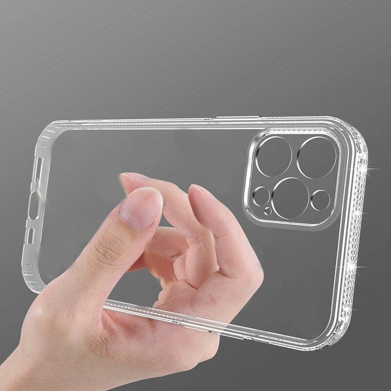 Case iPhone 13 Pro Läpinäkyvät Timanttireunat