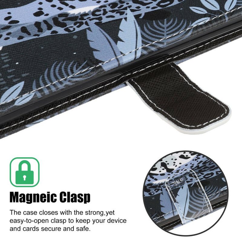 Flip Case iPhone 13 Pro Suojaketju Kuori Strappy Leopard