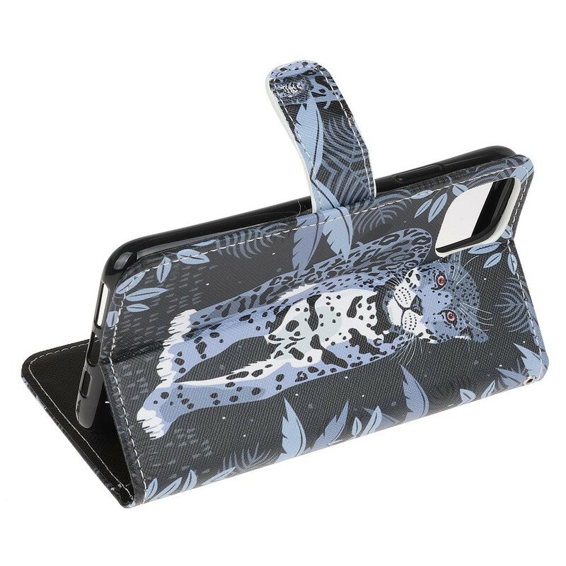 Flip Case iPhone 13 Pro Suojaketju Kuori Strappy Leopard
