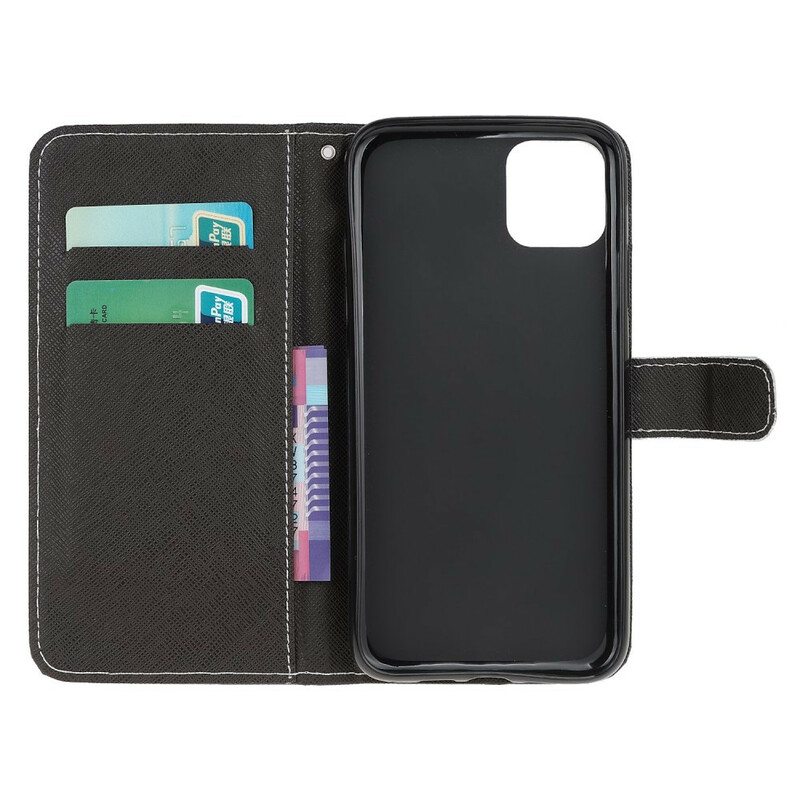 Flip Case iPhone 13 Pro Suojaketju Kuori Strappy Leopard